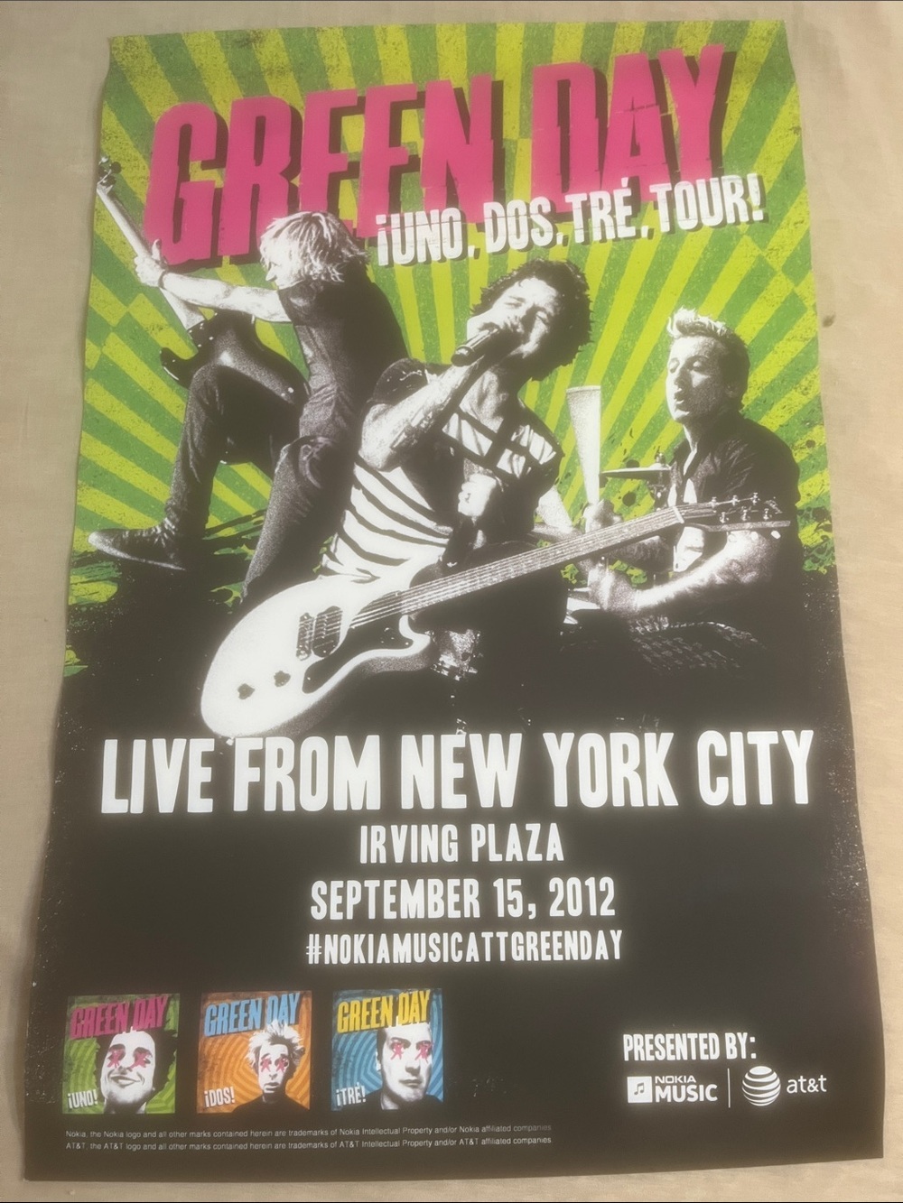 Green Day 2012 NY Poster 11 x 17 Private perform Irving Plaza Retro